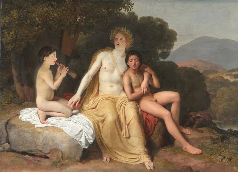 Apollon, Hyakinthos ja Cyparissos musiikkia soittamassa ja laulaen - Alexandre Ivanov