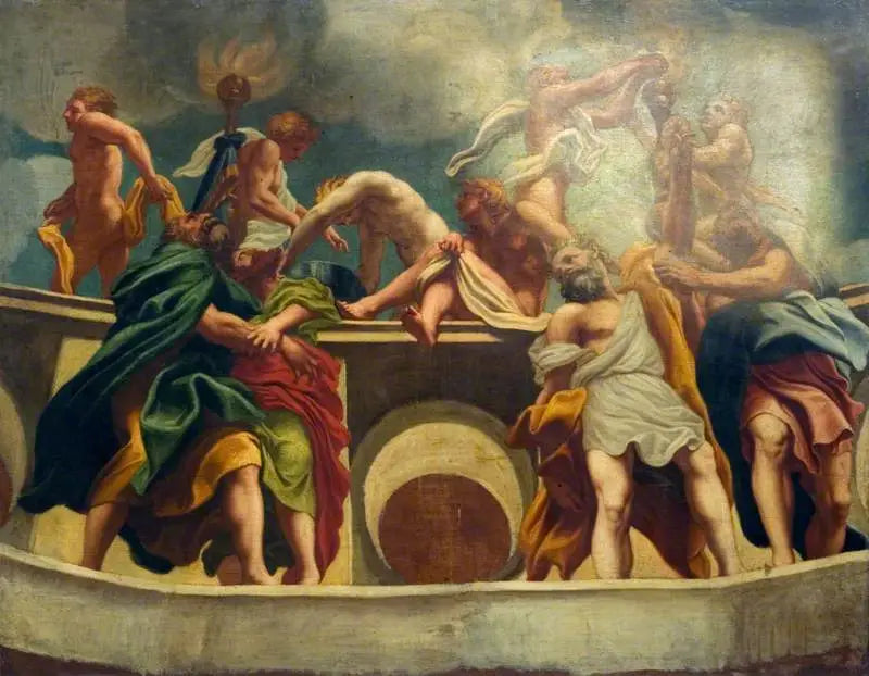 Apostolit ja enkelit ylösnousemuksessa (kopio Parmen katedraalin kupolin freskistä) - Antonio da Correggio