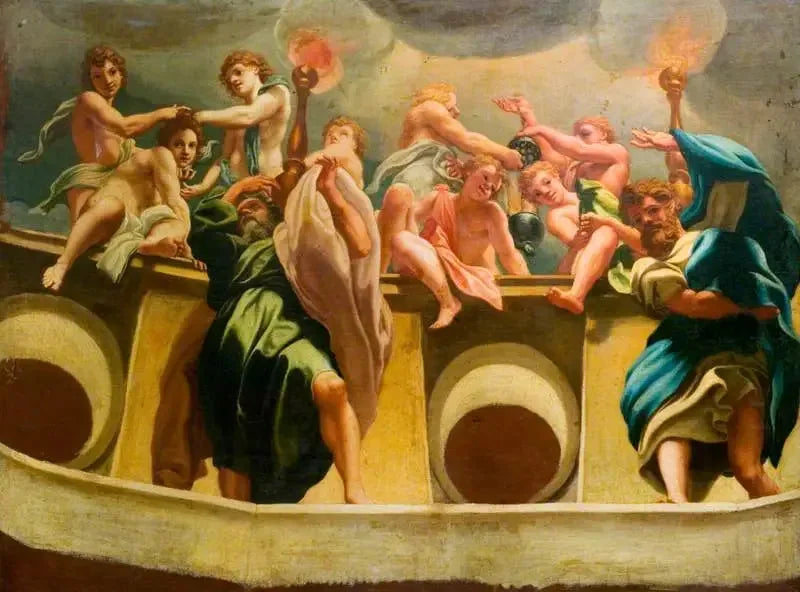 Apostolit ja enkelit taivaaseenastumisessa (kopio Parmen katedraalin kupolin freskasta) - Antonio da Correggio