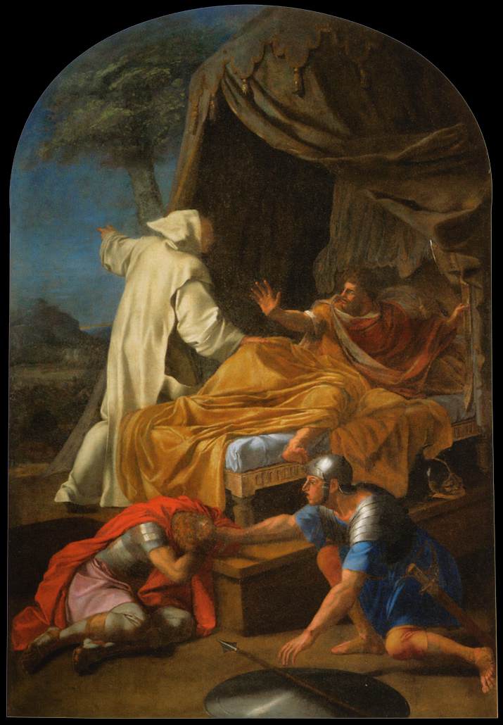 Pyhä Bruno ilmestyy kreivi Rogerille - Eustache Le Sueur