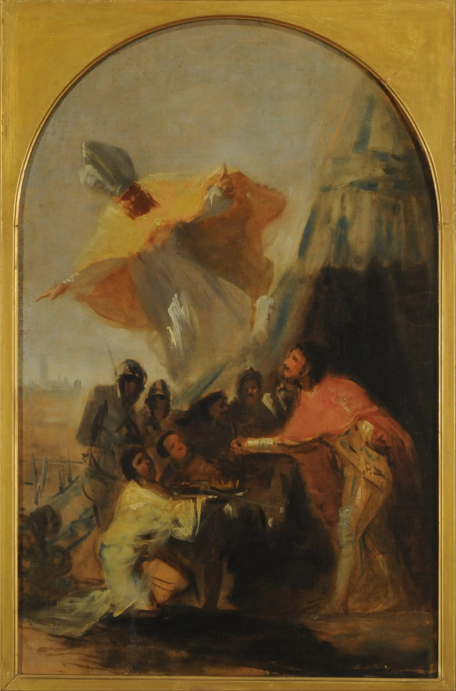 Pyhä Isidore ilmestyy kuningas Ferdinandille Sevillan muureilla - Francisco de Goya