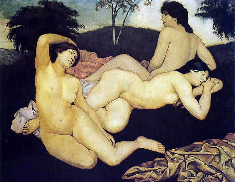 Après le bain, les nymphes - Émile Bernard