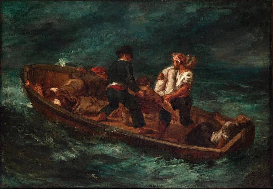 Jälkeen haaksirikon (Don Juanin vene - ruumis heitetään veteen) - Eugène Delacroix
