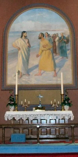 Ylösnousemuksensa jälkeen Jeesus tapaa opetuslapsensa Galileanjärven rannalla. - Michael Peter Ancher