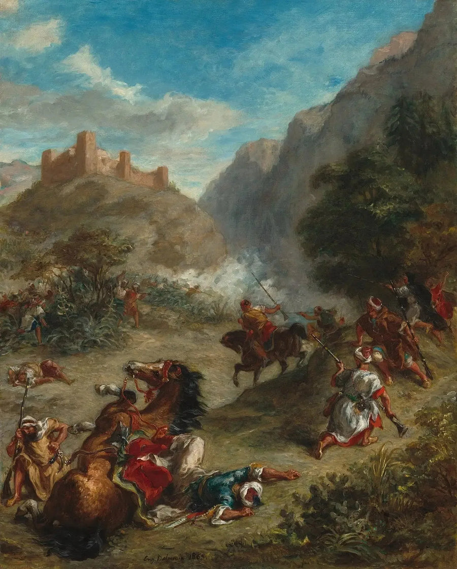 Arabes taistelut vuorilla - Eugène Delacroix