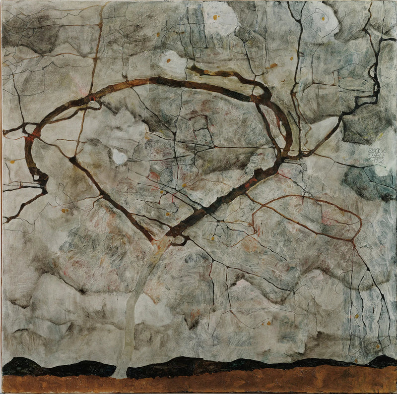 Syksyinen puu myrskyisässä ilmassa (talvipuu) - Egon Schiele