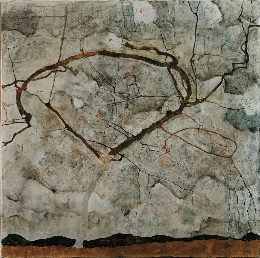 Syksyinen puu myrskyisässä ilmassa (talvipuu) - Egon Schiele