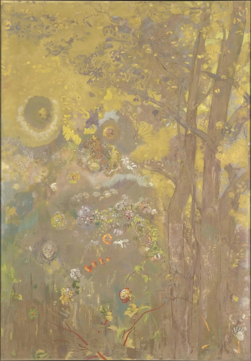 Puut keltaisella taustalla - Odilon Redon