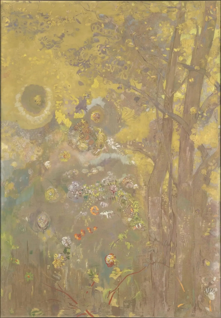 Puut keltaisella taustalla - Odilon Redon
