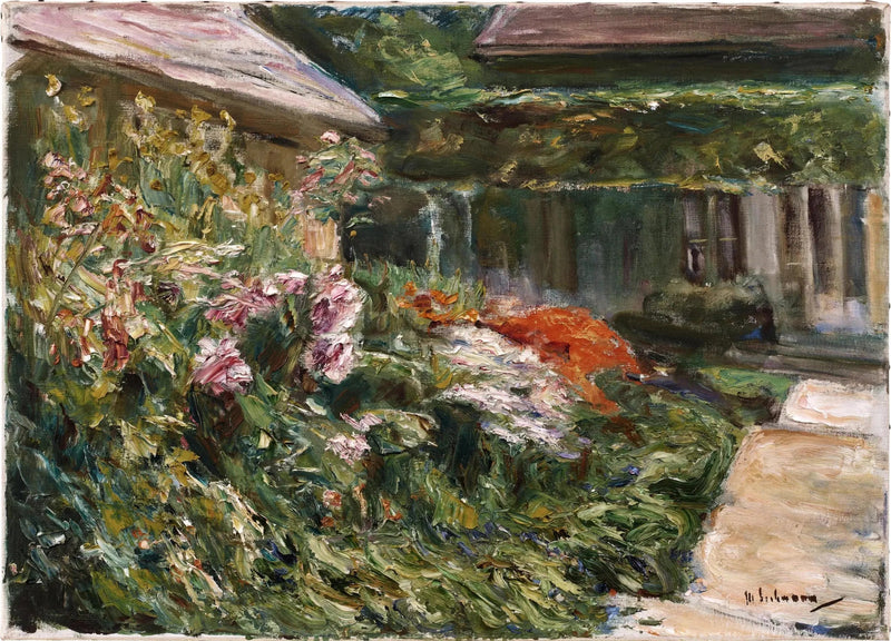 Kukkivat pensaat puutarhavajan luona, koilliseen suuntautuvat - Max Liebermann