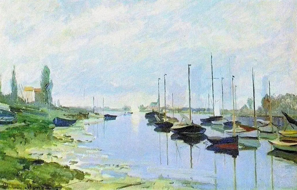 Reproduction du tableau « Argenteuil, bateaux au long de la berge - Claude Monet » par Alpha Reproduction en peinture à l’huile