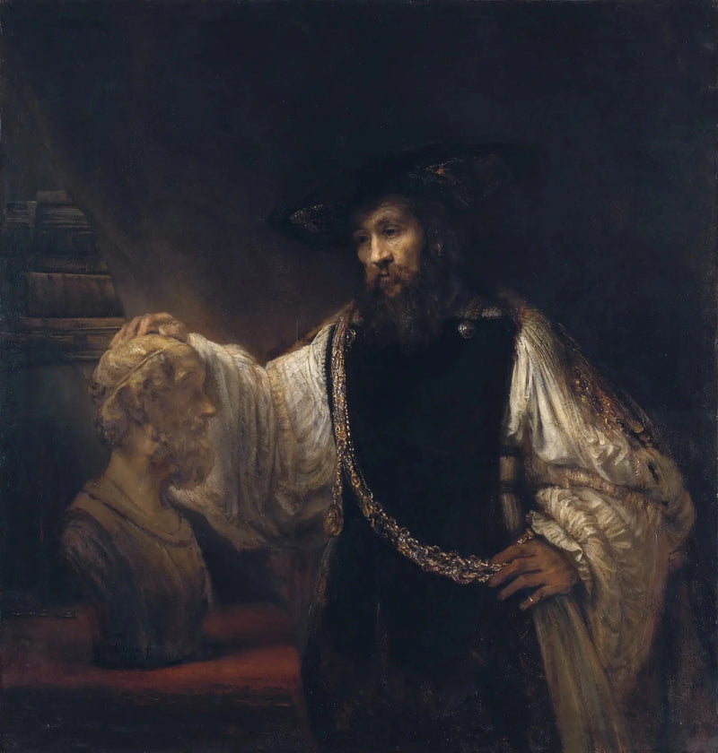 Aristoteles miettii Homeros-patsasta - Rembrandt
