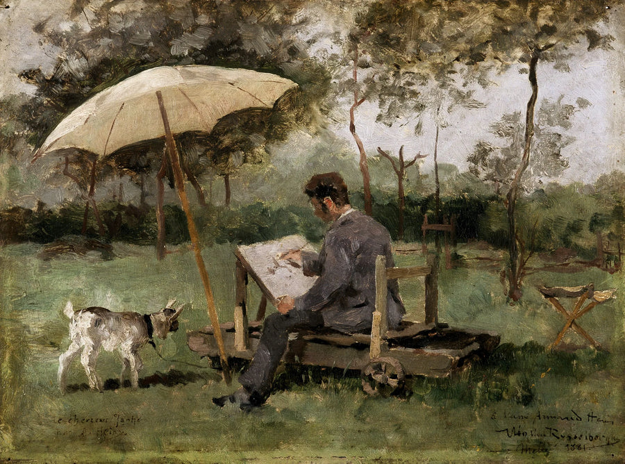 Armand Heins maalaamassa ulkona - Théodore van Rysselberghe