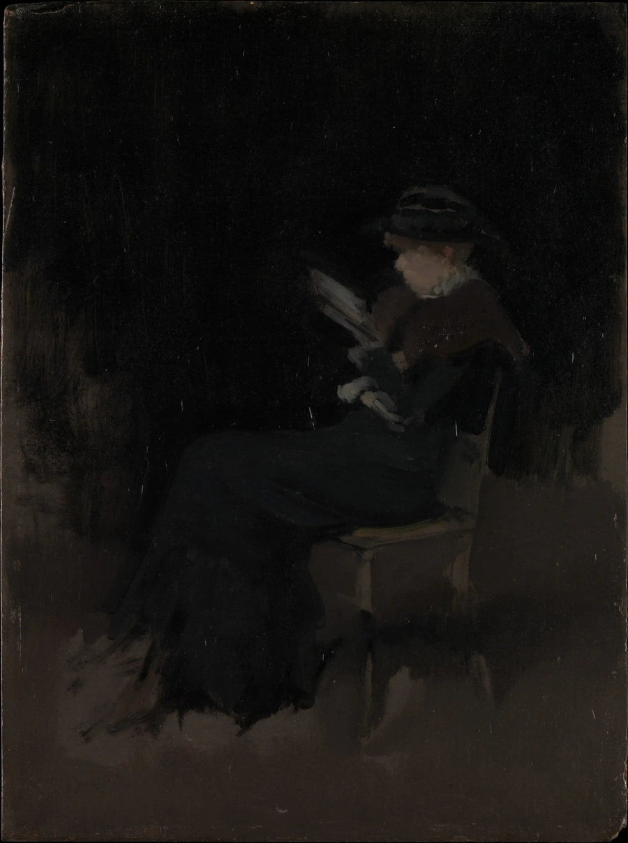 Mustassa järjestelyssä: Tyttö lukemassa - James Abbott McNeill Whistler