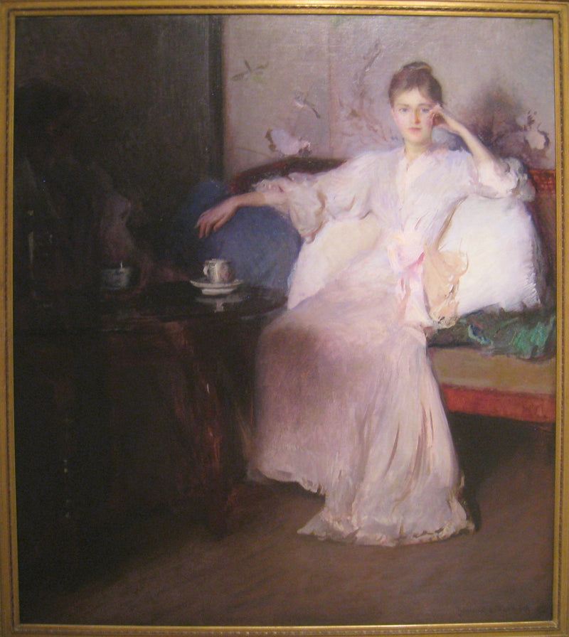 Ruusujen ja harmaan sommitelma (Iltatee) - Edmund Charles Tarbell