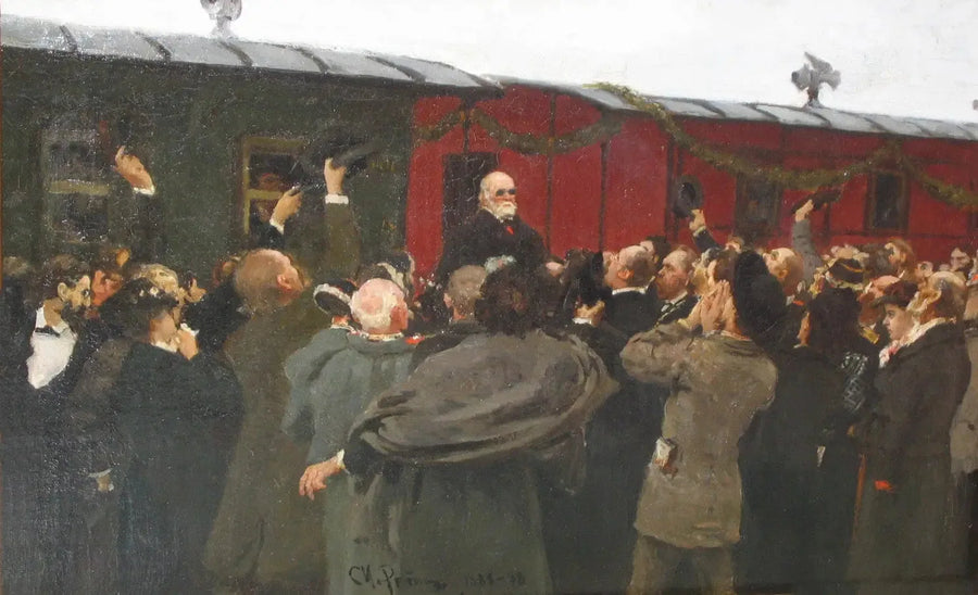 Nikolaï Ivanovitch Pirogovin saapuminen Moskovaan hänen tieteellisen toimintansa 50-vuotisjuhlan kunniaksi. - Ilya Repin