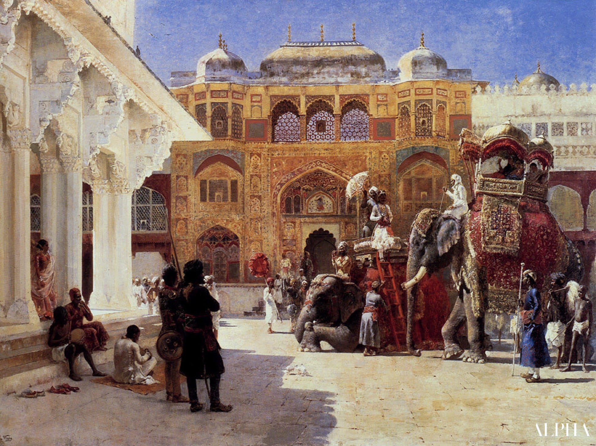 Prinssi Humbertin, Rajah, saapuminen Amberin palatsiin - Edwin Lord Weeks - Korkealaatuiset taulujen ja maalauksien reproduktiot