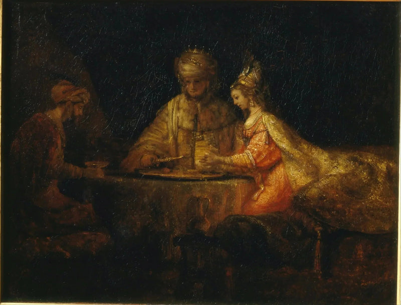 Assuérus ja Haman Esterin juhlavieraana - Rembrandt