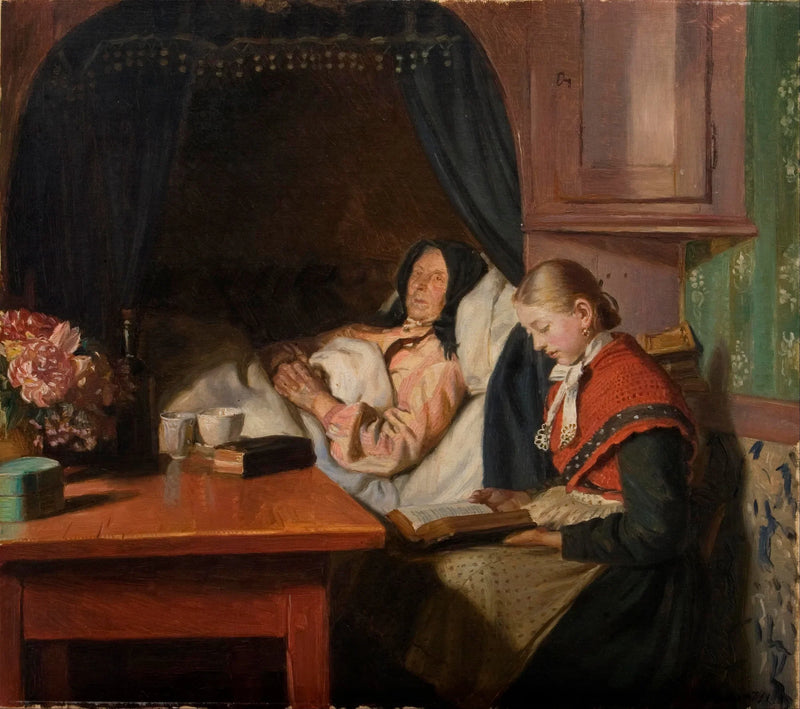 Sairaan miehen vuoteen vierellä - Michael Peter Ancher