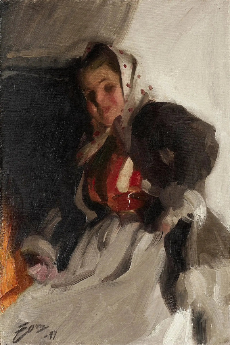 Tulisijan nurkassa - Anders Zorn