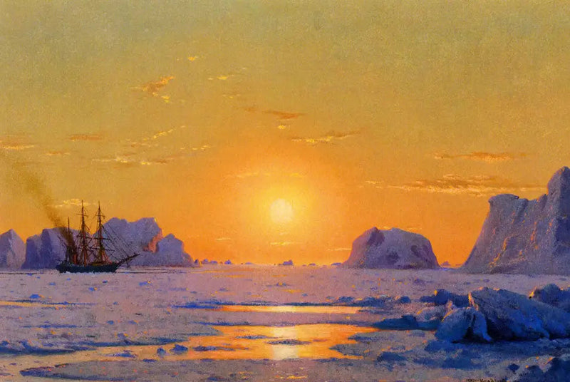 Grönlannin ulkopuolella keskiyön auringon alla - William Bradford