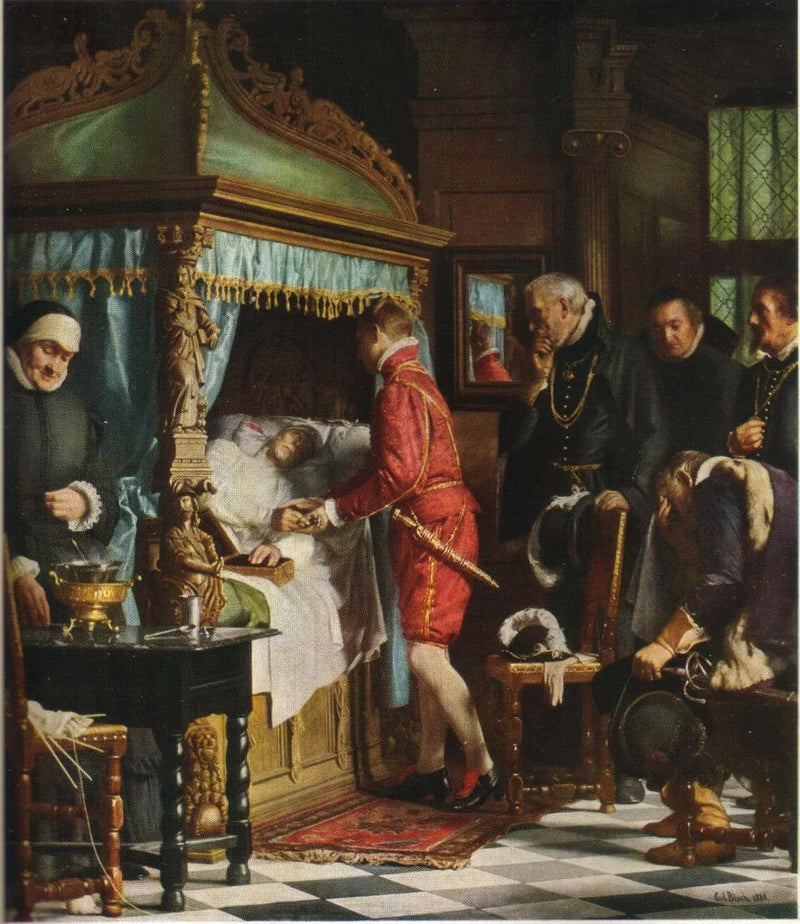 Niels Kaasin kuolinvuoteella. - Carl Heinrich Bloch