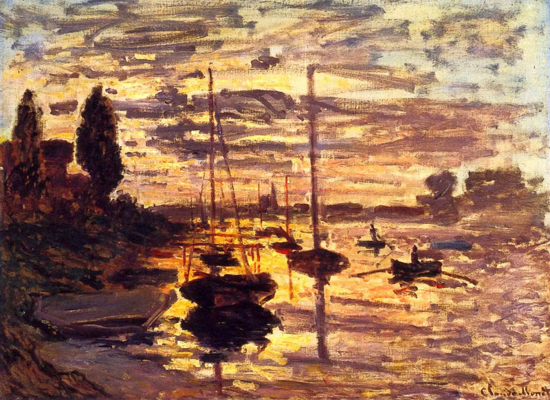 Au Petit-Gennevilliers, auringonlasku - Claude Monet