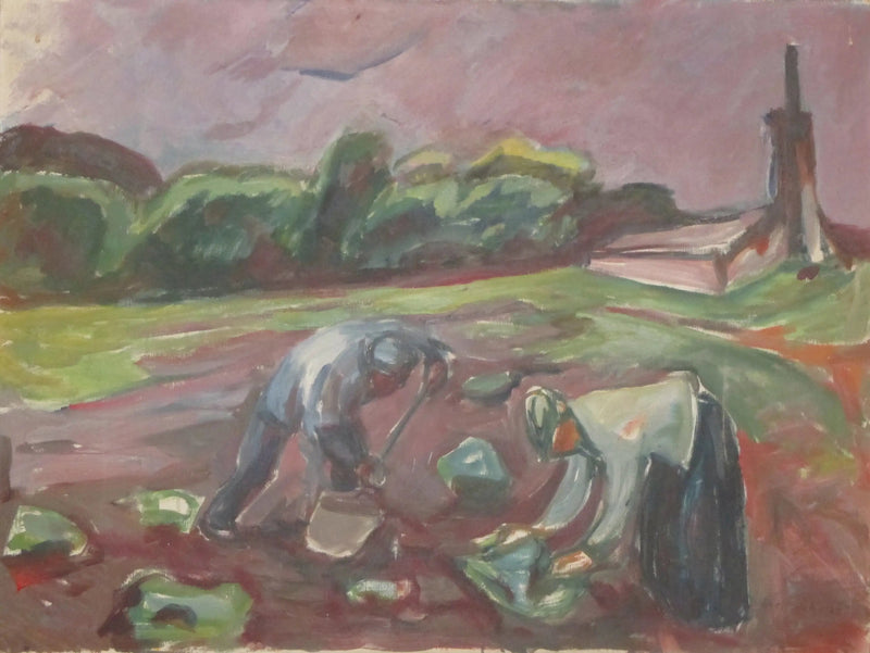 Työssä kasvihuoneen lähellä - Edvard Munch