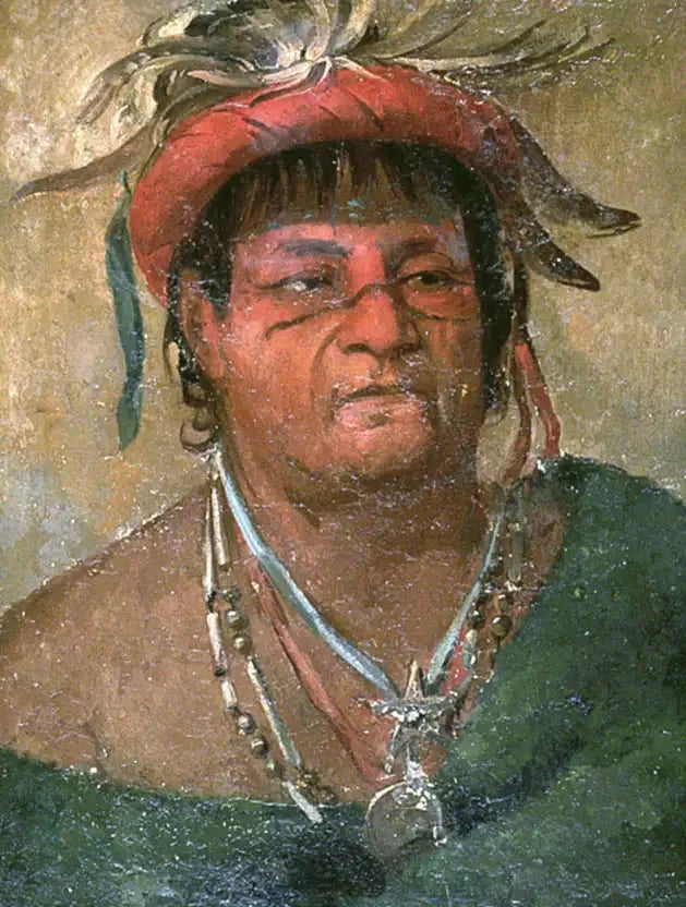 Aúh-ka-nah-paw-wáh, Maassa seisova, vanha ja urhea soturi - George Catlin