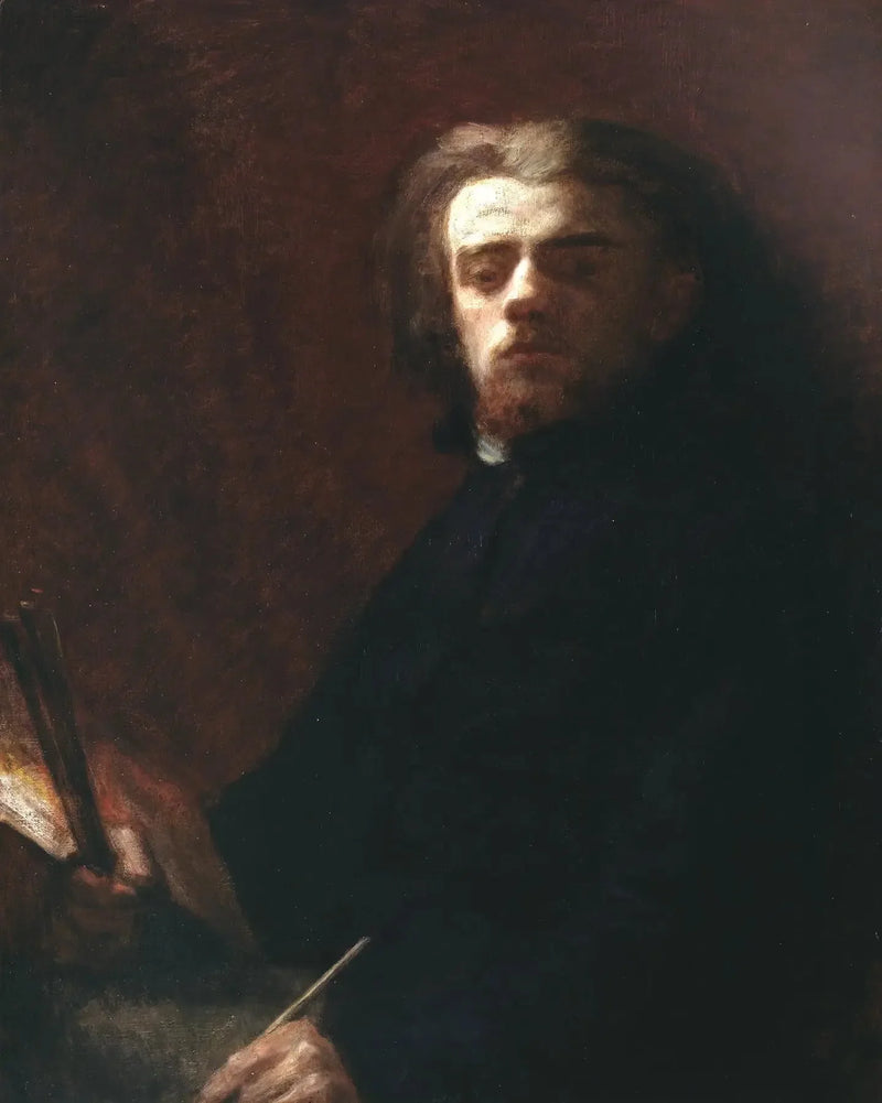 Istuva autoporträt, paletti kädessä - Henri Fantin-Latour