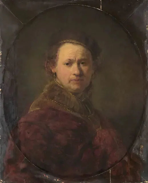 Itsepotretti beretissä ja punaisessa takissa - Rembrandt
