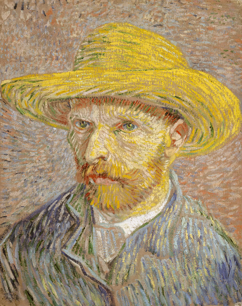 Omakuva olkihattu päässä - Vincent van Gogh
