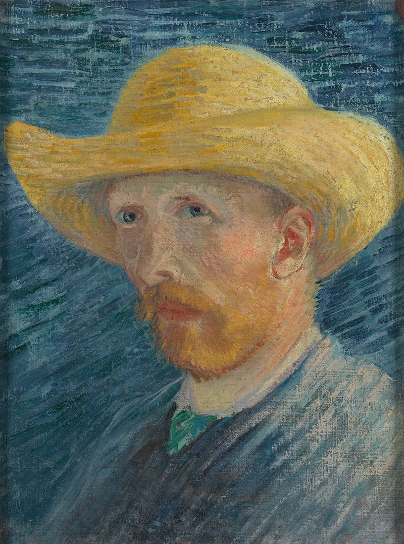 Omakuva olkihattu päässä - Vincent van Gogh