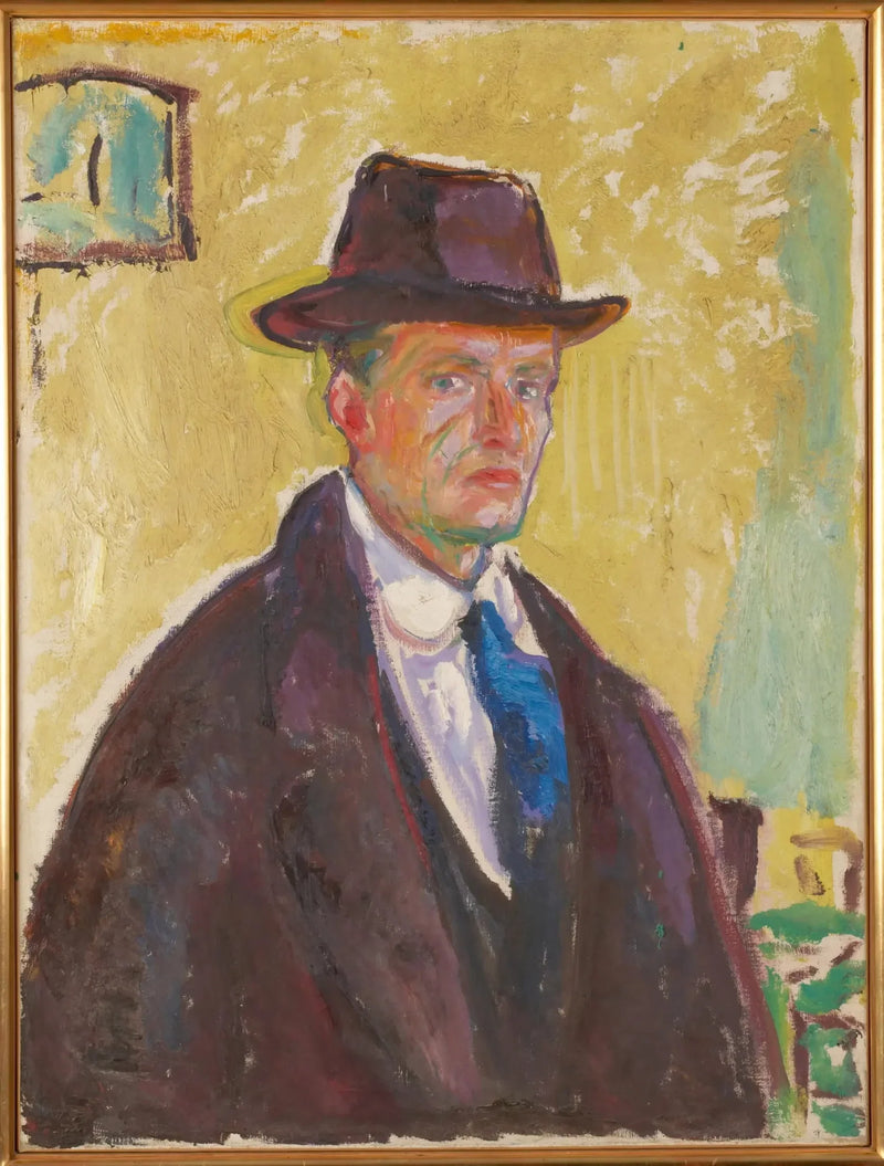 Itsepotretti hatussa ja takissa - Edvard Munch