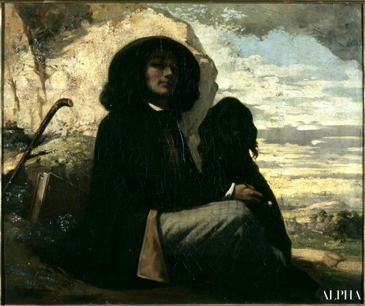 Autoportrait au chien noir - Gustave Courbet - Reproductions de tableaux et peintures haut de gamme