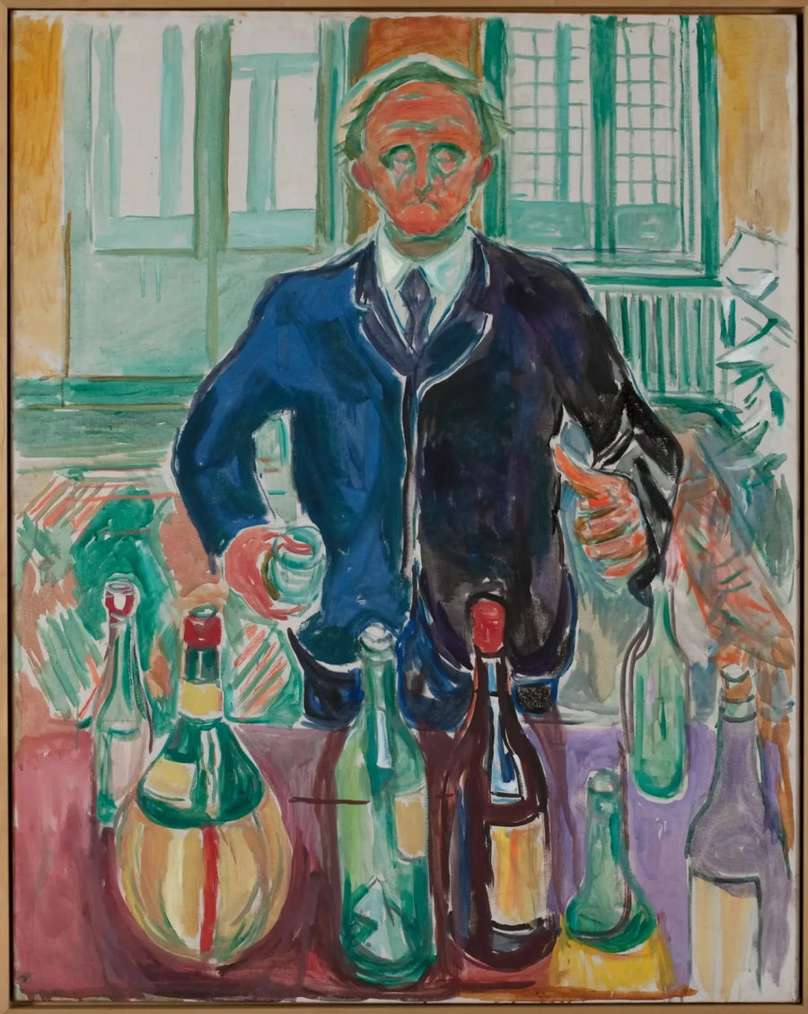 Itseportraiitti pullojen kanssa - Edvard Munch
