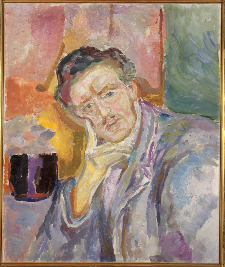 Itsepotretti käsien kanssa poskien alla - Edvard Munch