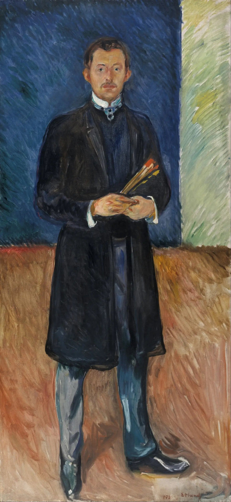 Itsepotretti maalaustarvikkeilla - Edvard Munch
