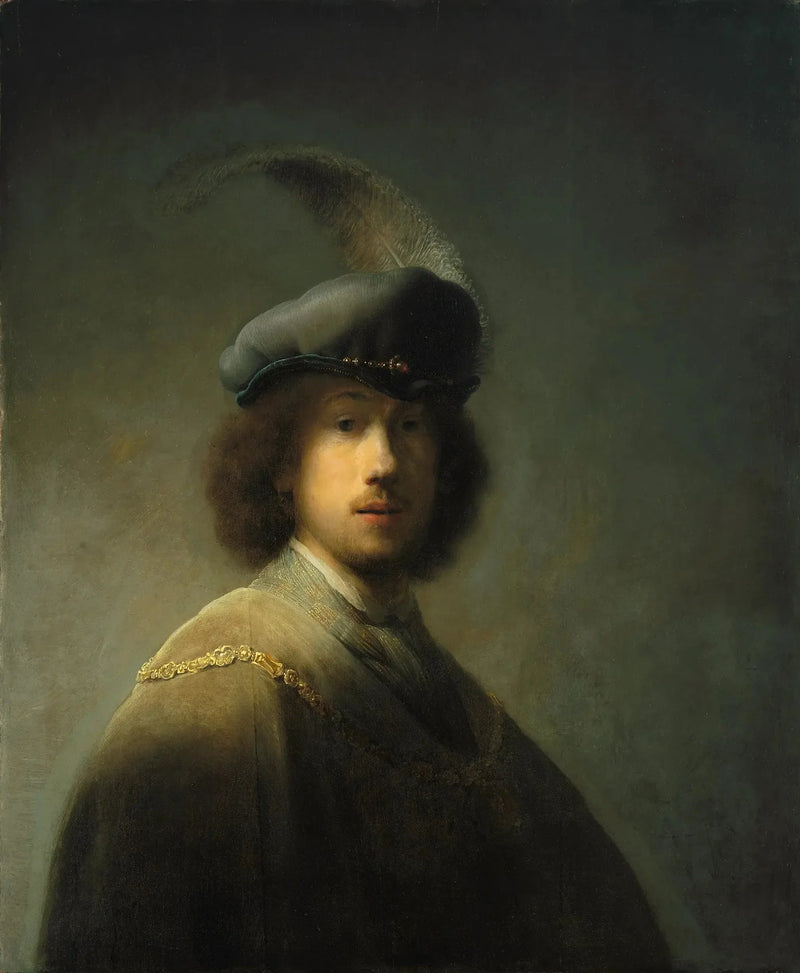 Itsepotretti höyhenhatussa - Rembrandt