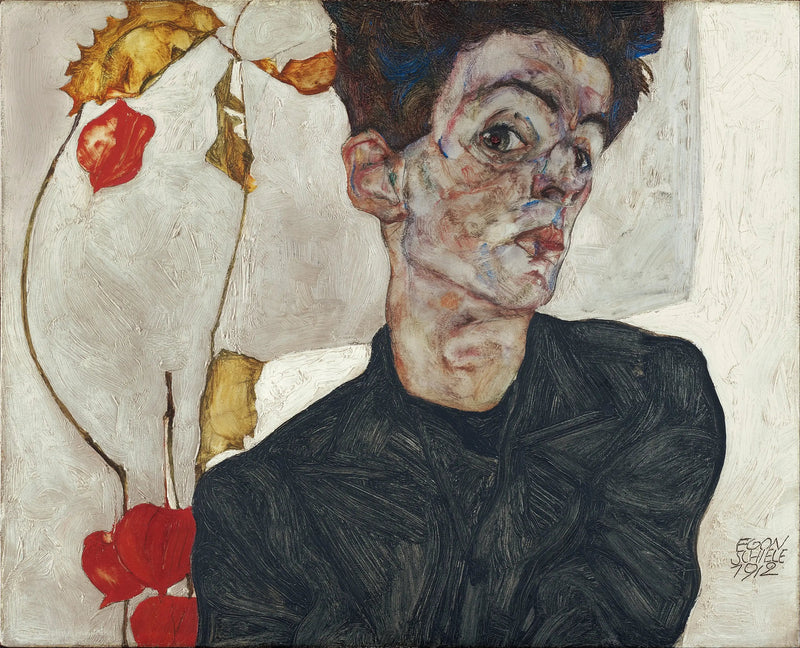Itseportraiitti Physalisin kanssa - Egon Schiele