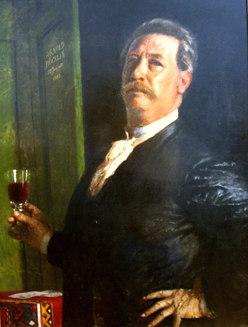 Itsekuvaus viinilasillisen kanssa - Arnold Böcklin