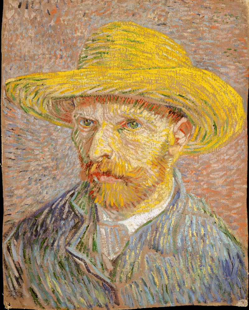 Omakuva olkihattu päässä - Vincent van Gogh
