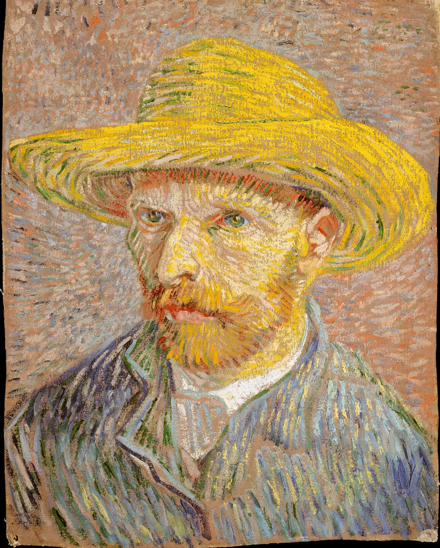 Omakuva olkihattu päässä - Vincent van Gogh