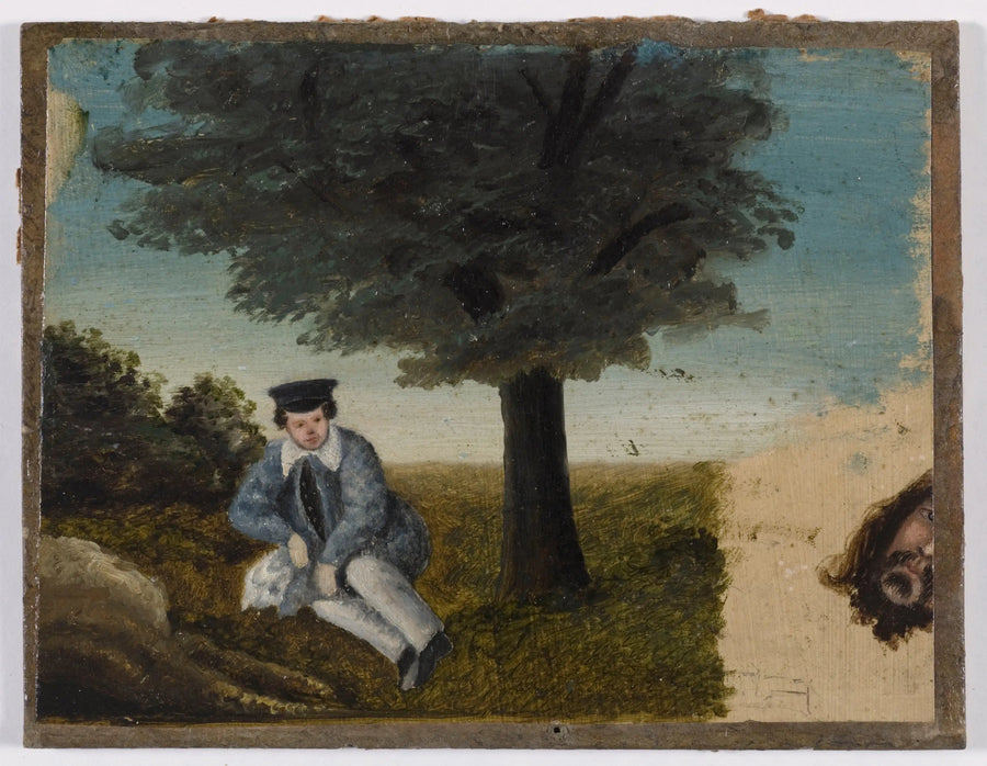 Gustave Courbet'n omaelämäkerta neljävuotiaana; parrakas pään fragmentti - Gustave Courbet
