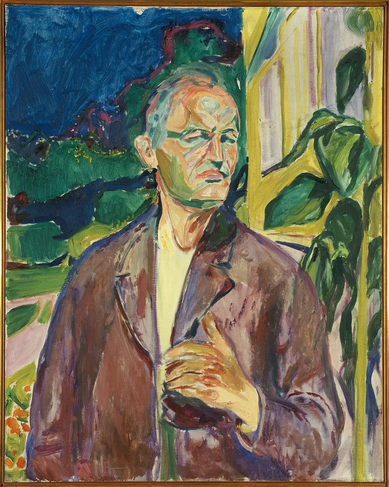 Itseportraiitti talon seinän edessä - Edvard Munch