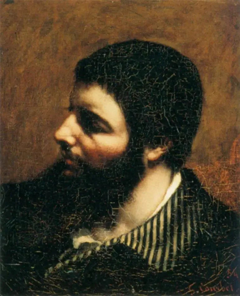 Itsekuvaus, jossa on raidallinen kaulus - Gustave Courbet