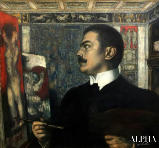 Autoportrait en studio - Franz Von Stuck Reproductions de tableaux à la peinture à l’huile