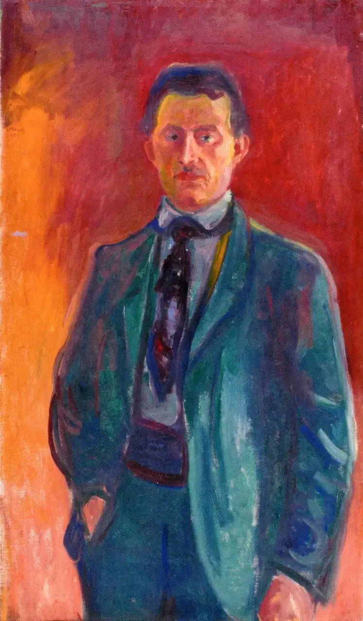 Itseportraiitti punaisella taustalla - Edvard Munch
