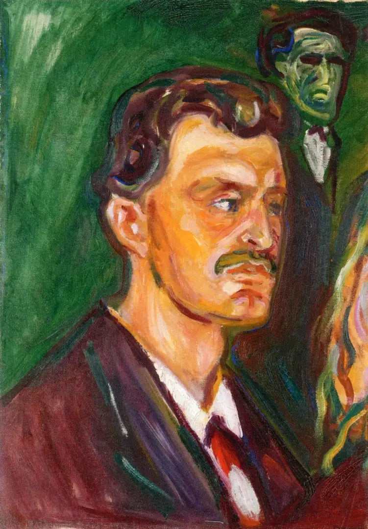 Itseportraiitti vihreällä taustalla - Edvard Munch