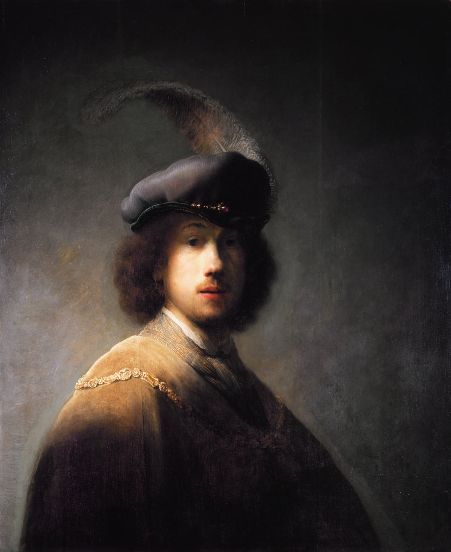 Itsepotretti höyhenhatussa - Rembrandt